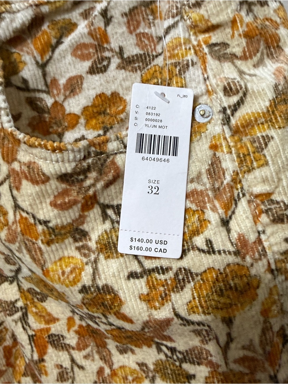 Pilcro The Icon Floral Corduroy Flare Pants Size 32 NWT Anthropologie $140 - Picture 4 of 15
